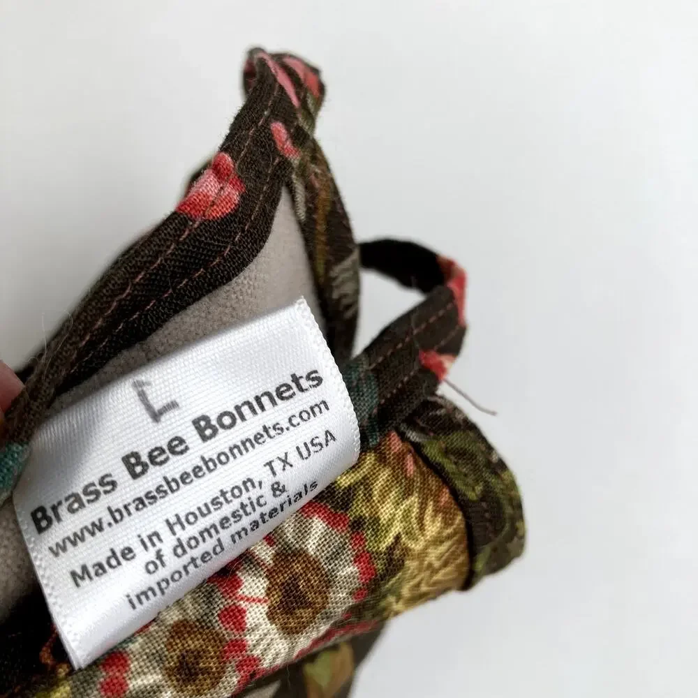Brass Bee Bonnets - Floral Birds - Pom - Brown - Large